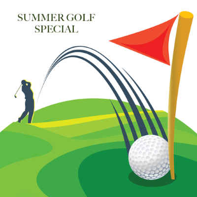 person hitting golf ball. Words inserted 